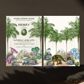 Dinosaurus Verjaardagsfeest T-rex Waterverf Kaart