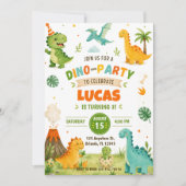 Dinosaurus verjaardagsfeest uitnodiging (Voorkant)
