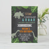 Dinosaurus verjaardagsfeest uitnodiging (Staand voorkant)