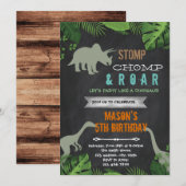 Dinosaurus verjaardagsfeest uitnodiging (Voorkant / Achterkant)