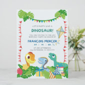 Dinosaurus verjaardagsfeest uitnodiging (Staand voorkant)