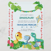 Dinosaurus verjaardagsfeest uitnodiging (Voorkant / Achterkant)