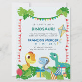 Dinosaurus verjaardagsfeest uitnodiging (Voorkant)