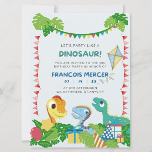 Dinosaurus verjaardagsfeest uitnodiging