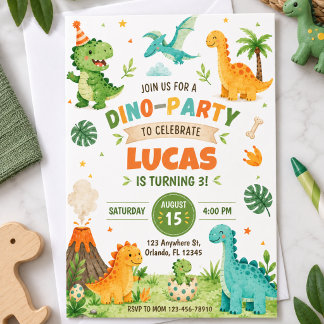 Dinosaurus verjaardagsfeest uitnodiging