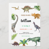 Dinosaurus verjaardagsfeest uitnodiging  (Voorkant / Achterkant)