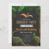  dinosaurus verjaardagsfeest uitnodiging (Voorkant)