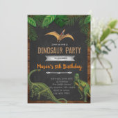 dinosaurus verjaardagsfeest uitnodiging (Staand voorkant)