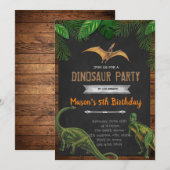 dinosaurus verjaardagsfeest uitnodiging (Voorkant / Achterkant)