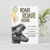 Dinosaurus verjaardagsfeest uitnodiging, Brullend Kaart (Staand voorkant)