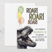 Dinosaurus verjaardagsfeest uitnodiging, Brullend Kaart (Voorkant / Achterkant)