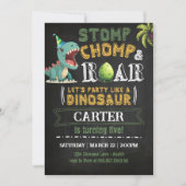 Dinosaurus verjaardagsfeest uitnodiging Chomp Roar (Voorkant)