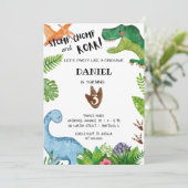 Dinosaurus Verjaardagsfeest Uitnodiging Dino Party (Staand voorkant)