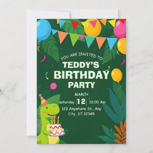 Dinosaurus Verjaardagsfeest Uitnodiging   Schattig