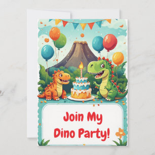 🦖 Dinosaurus verjaardagsfeest uitnodiging voor ki
