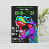 Dinosaurus verjaardagsfeest uitnodigingen (Staand voorkant)