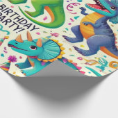 Dinosaurus Verjaardagsfeest Verpakkingspapier Cadeaupapier (Hoek)