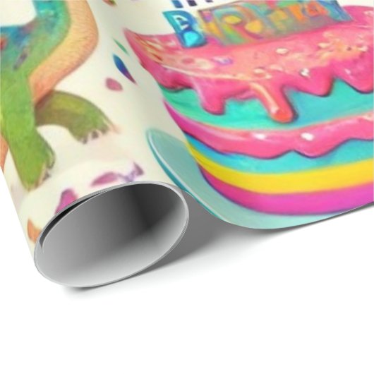 Dinosaurus Verjaardagsfeest Verpakkingspapier Cadeaupapier (Rol Hoek)