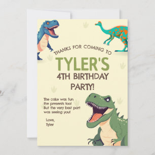 Dinosaurus Verjaardagsfeest Verticaal Dank u Kaart