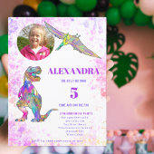 Dinosaurus Verjaardagsfeest voor Meisjes Custom Ph Uitnodiging Briefkaart