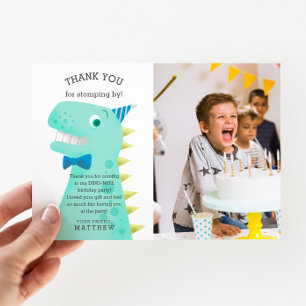 Dinosaurus verjaardagsfeestje aangepaste foto bedankkaart