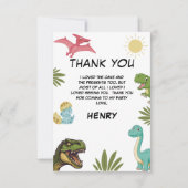 Dinosaurus Verjaardagsfeestje Bedankkaart (Voorkant)