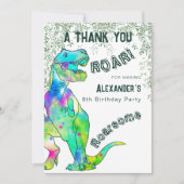 Dinosaurus Verjaardagsfeestje Bedankt (Voorkant)