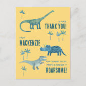 Dinosaurus Verjaardagsfeestje Bedankt Briefkaart (Voorkant)
