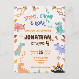 Dinosaurus verjaardagsfeestje briefkaart