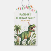 Dinosaurus verjaardagsfeestje cadeaulabel (Voorkant)