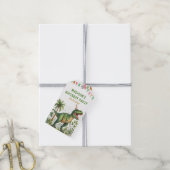 Dinosaurus verjaardagsfeestje cadeaulabel (Met Touw)