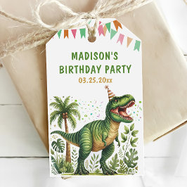 Dinosaurus verjaardagsfeestje cadeaulabel