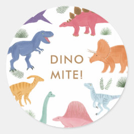Dinosaurus Verjaardagsfeestje Classic Ronde Sticke Sticker