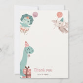 Dinosaurus Verjaardagsfeestje Dank je kaart (Voorkant)