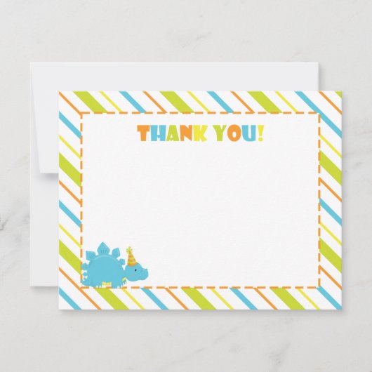 Dinosaurus Verjaardagsfeestje Dank u Flat A2 Kaart (Voorkant)