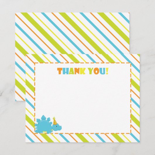 Dinosaurus Verjaardagsfeestje Dank u Flat A2 Kaart (Voorkant / Achterkant)