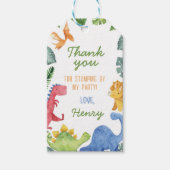 Dinosaurus Verjaardagsfeestje Dank u Label Cadeaulabel (Voorkant)