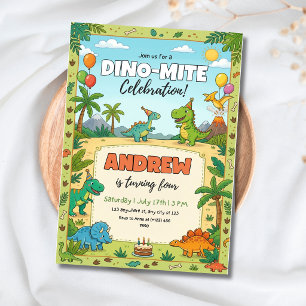 Dinosaurus Verjaardagsfeestje Dino Kinderen Jungle Kaart