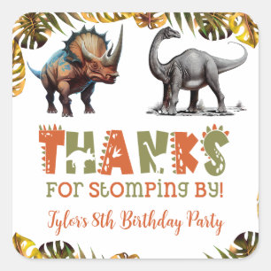 Dinosaurus verjaardagsfeestje favorieten vierkante sticker