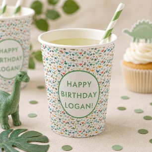 Dinosaurus Verjaardagsfeestje Foto Papieren Bekers