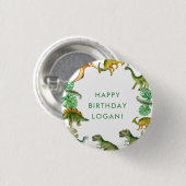 Dinosaurus verjaardagsfeestje foto ronde button 3,2 cm (Voorkant /achterkant)