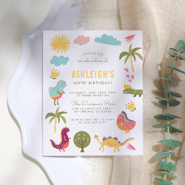 Dinosaurus Verjaardagsfeestje | Jongens- of Meisje Uitnodiging Briefkaart