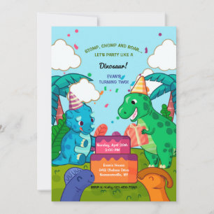 Dinosaurus verjaardagsfeestje kaart