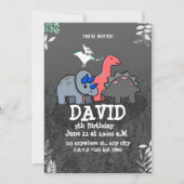 Dinosaurus verjaardagsfeestje kaart (Voorkant)