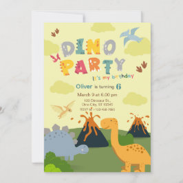 Dinosaurus verjaardagsfeestje kaart