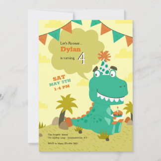 Dinosaurus verjaardagsfeestje  kaart