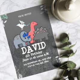 Dinosaurus verjaardagsfeestje kaart