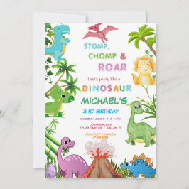 Dinosaurus verjaardagsfeestje  kaart
