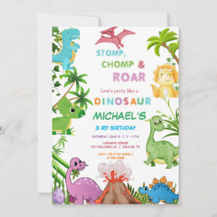 Dinosaurus verjaardagsfeestje  kaart