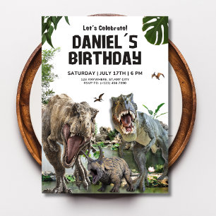 Dinosaurus Verjaardagsfeestje Kinderen Dino T-Rex Kaart